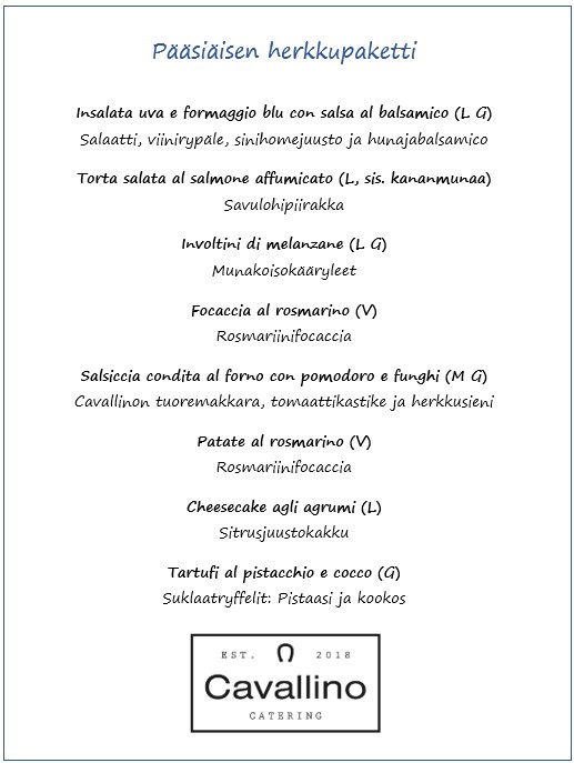 Pääsiäismenu Pääsiäisen menu